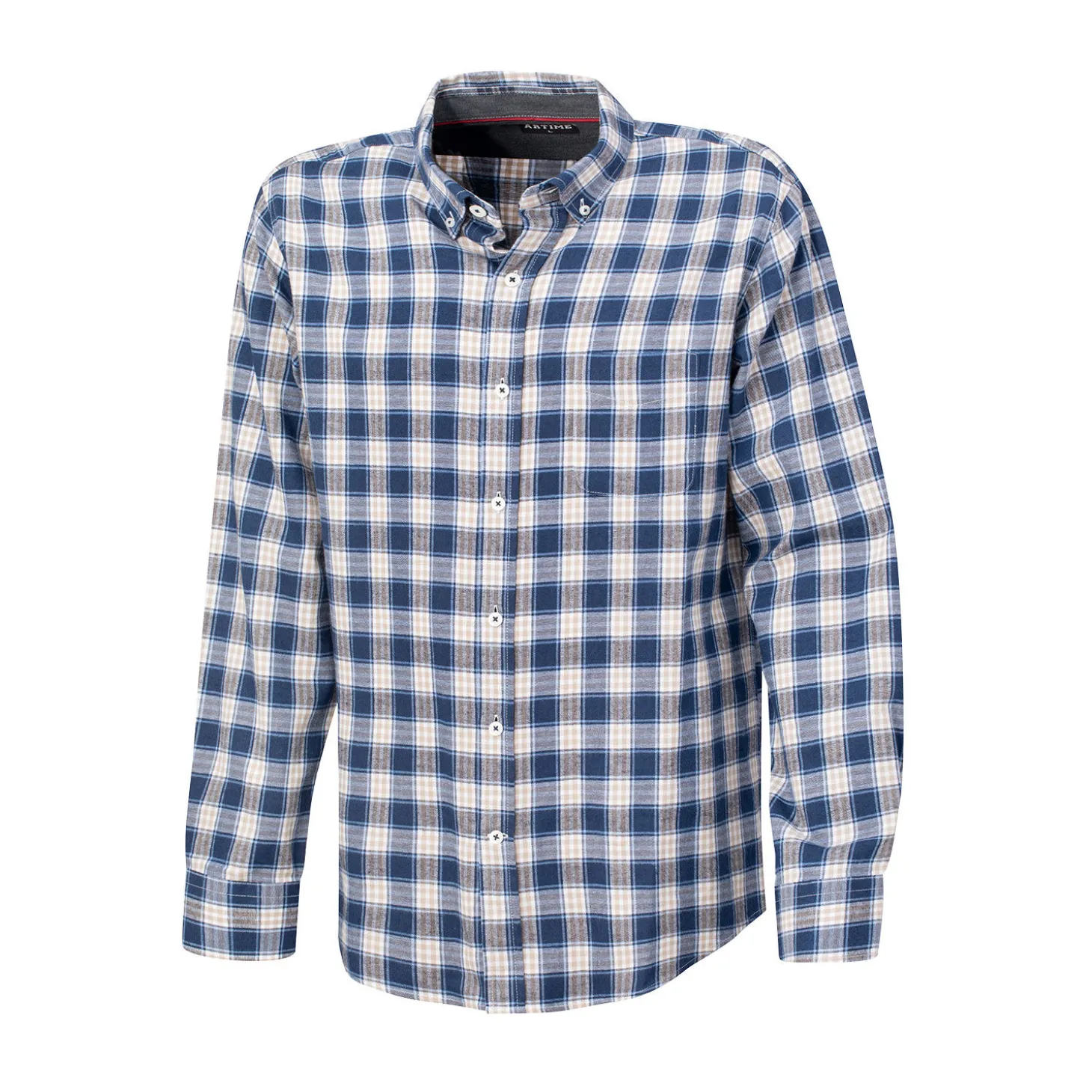 Casual Herren-Karo-Flanellhemd blau-weiss