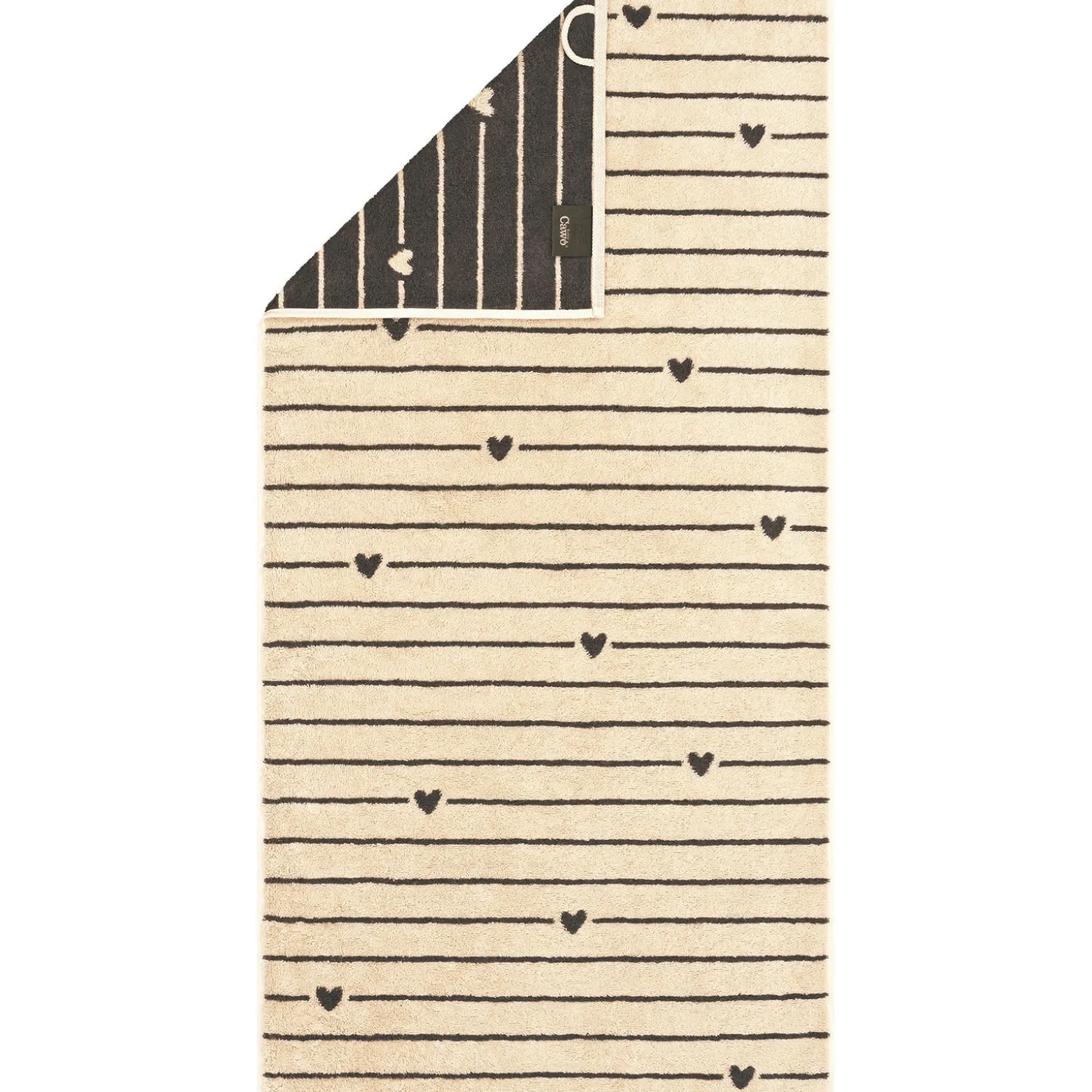 Cawö Frottierwäsche Lines & Hearts mit eingewebtem Design