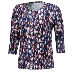 Damen 3/4 Bluse geprintet mit Rundhalsausschnitt