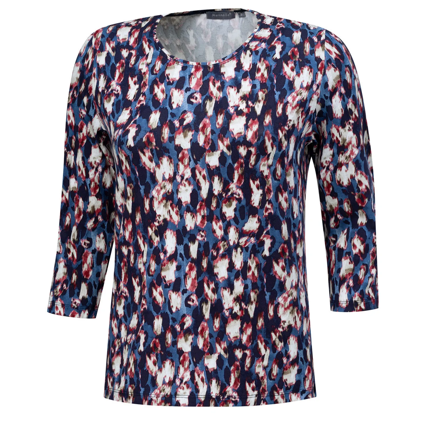 Damen 3/4 Bluse geprintet mit Rundhalsausschnitt