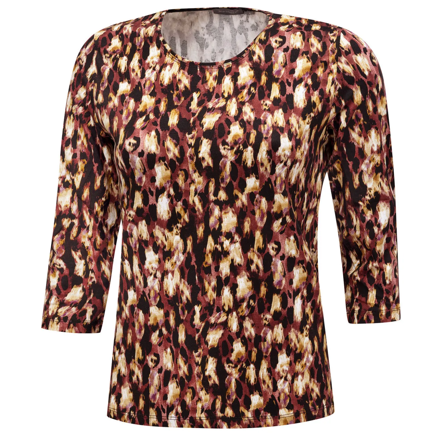 Damen 3/4 Bluse geprintet mit Rundhalsausschnitt