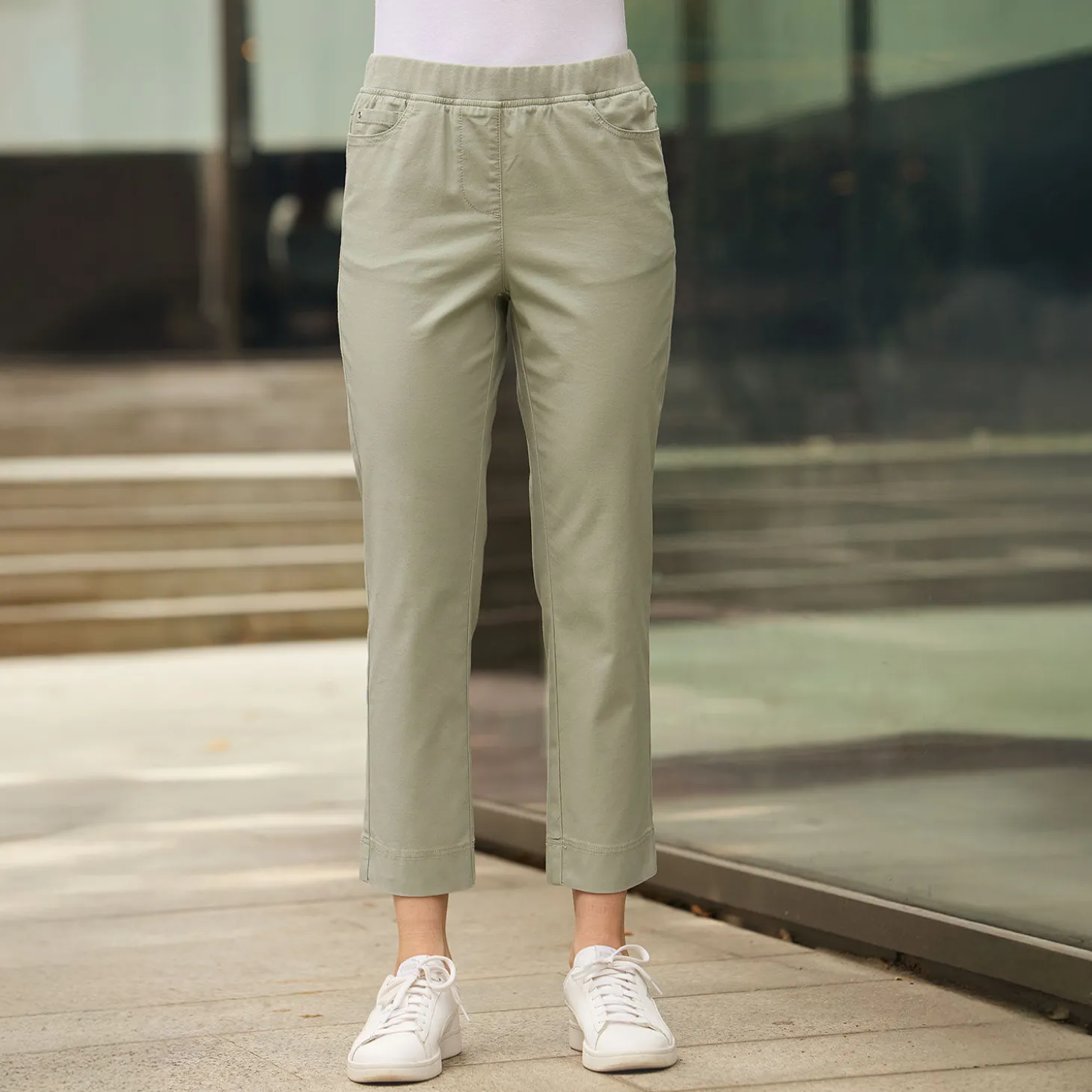Damen 7/8 Hose mit elastischem Bund