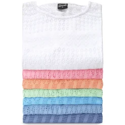 Damen Ajour T-Shirt mit Baumwollanteil