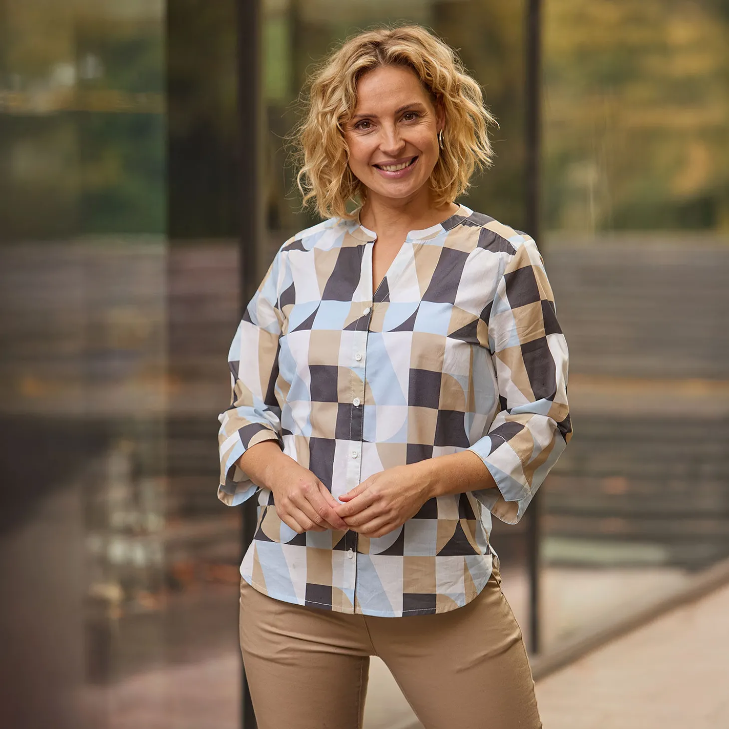 Damen Bluse mit geometrischem Print