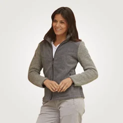 Damen Fleece Jacke mit gestrickten Ärmeln