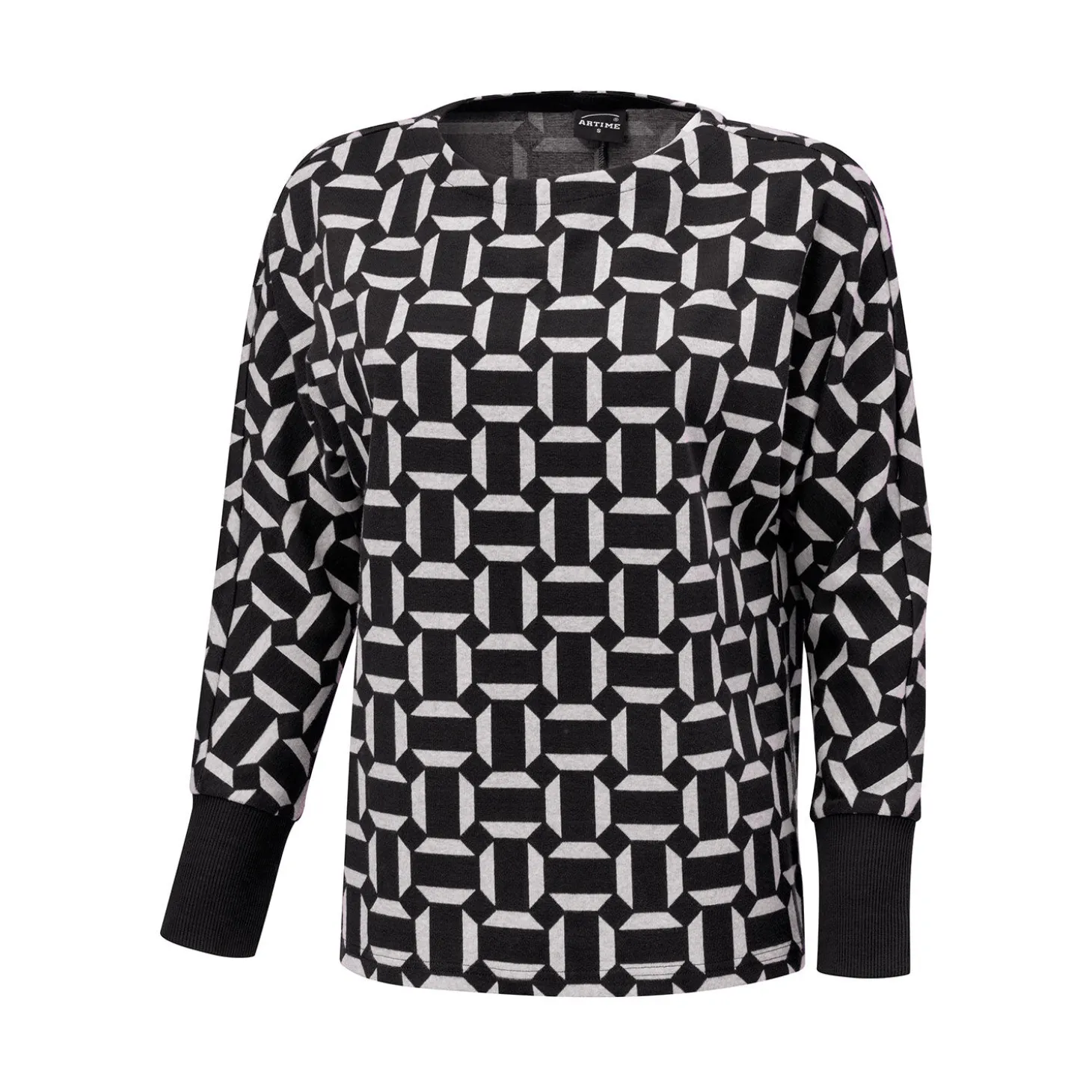 Damen Jaquard Pullover mit geometrischem Muster