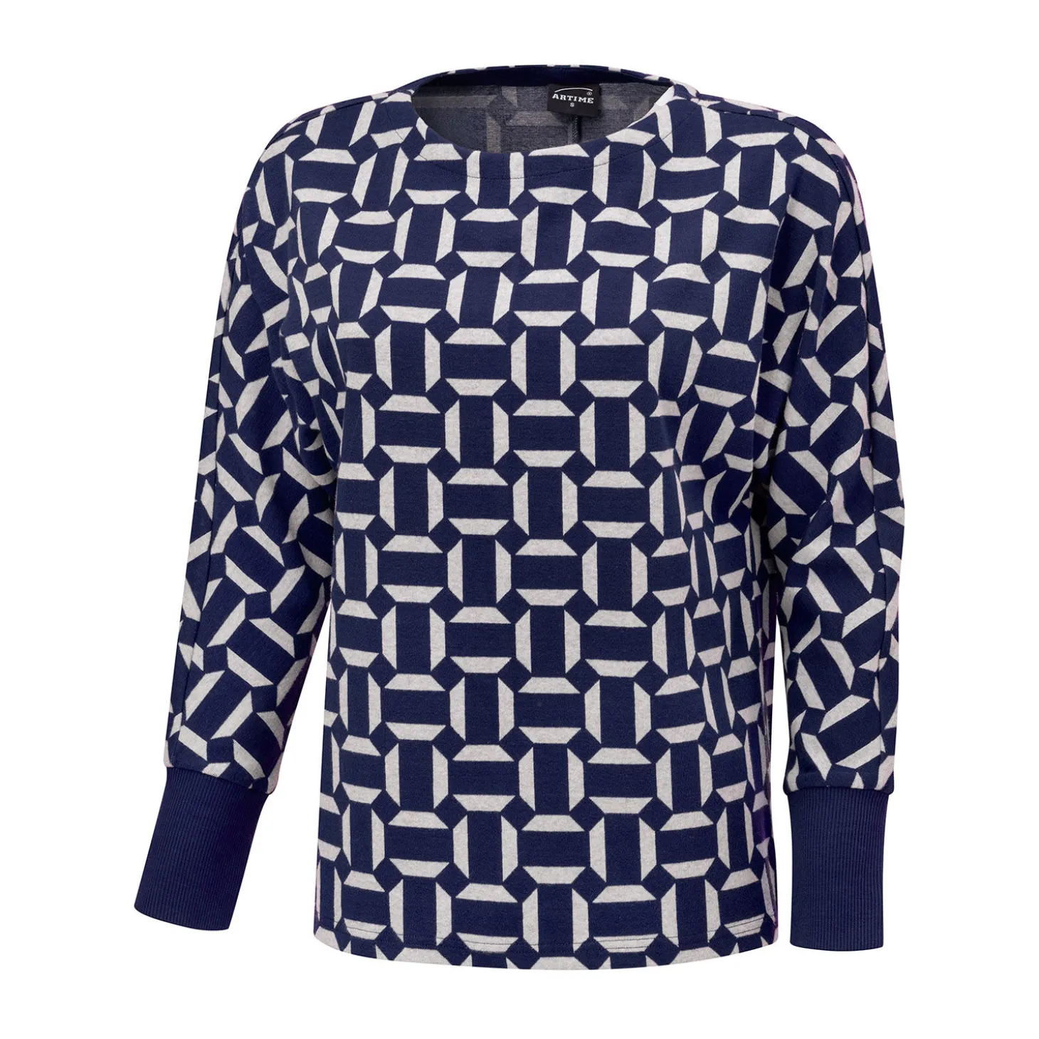 Damen Jaquard Pullover mit geometrischem Muster