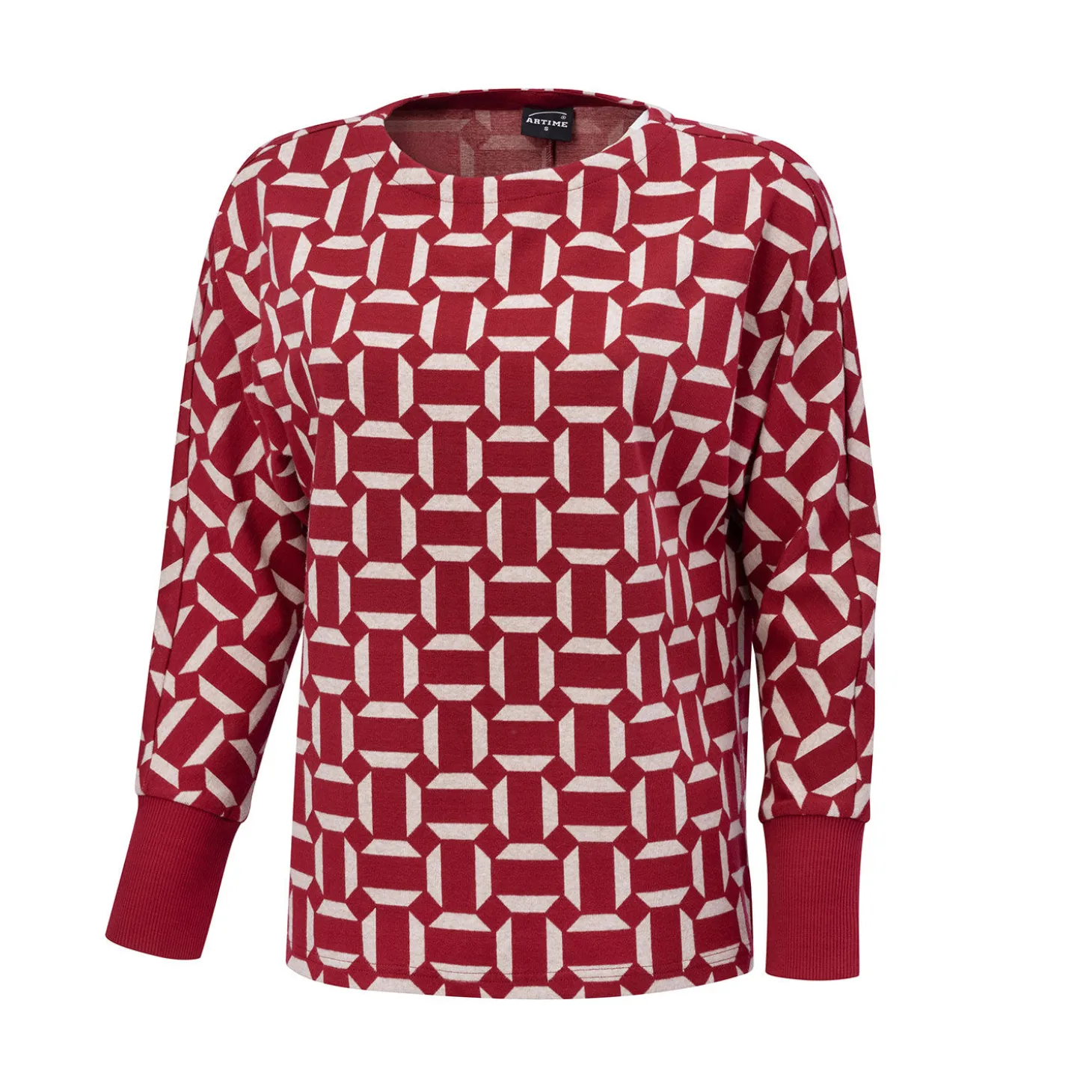 Damen Jaquard Pullover mit geometrischem Muster