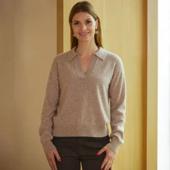 Damen Pullover mit Polokragen