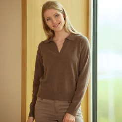 Damen Pullover mit Polokragen
