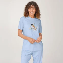 Damen Pyjama T-Shirt mit Printmotiv