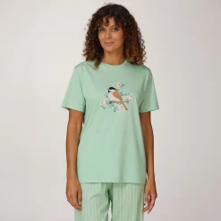 Damen Pyjama T-Shirt mit Printmotiv