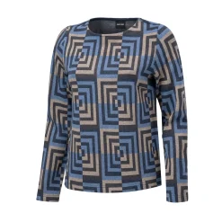 Damen Sweatshirt mit quadratischem Allover-Print