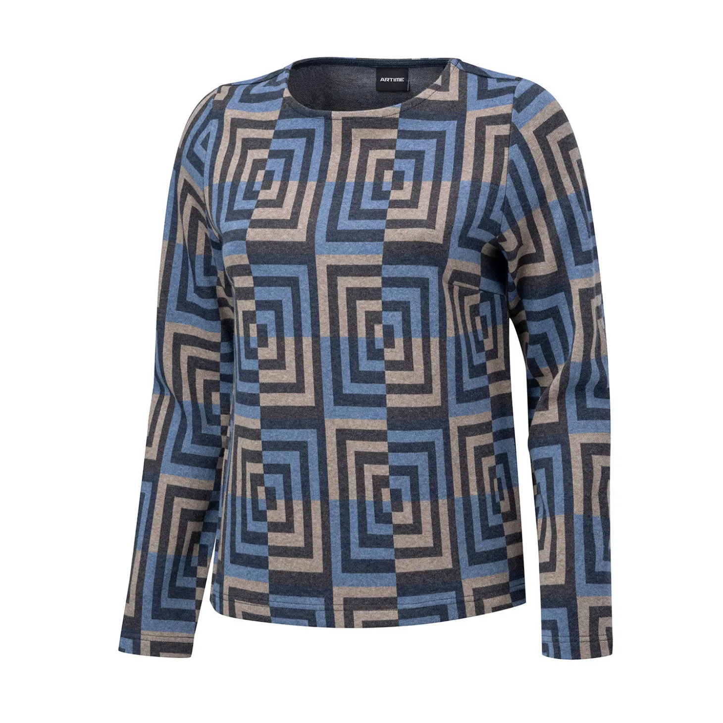 Damen Sweatshirt mit quadratischem Allover-Print