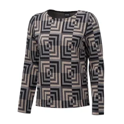 Damen Sweatshirt mit quadratischem Allover-Print