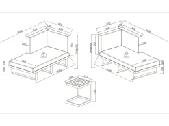 Daybed Sarah 2 Loveaseats mit Beistelltisch