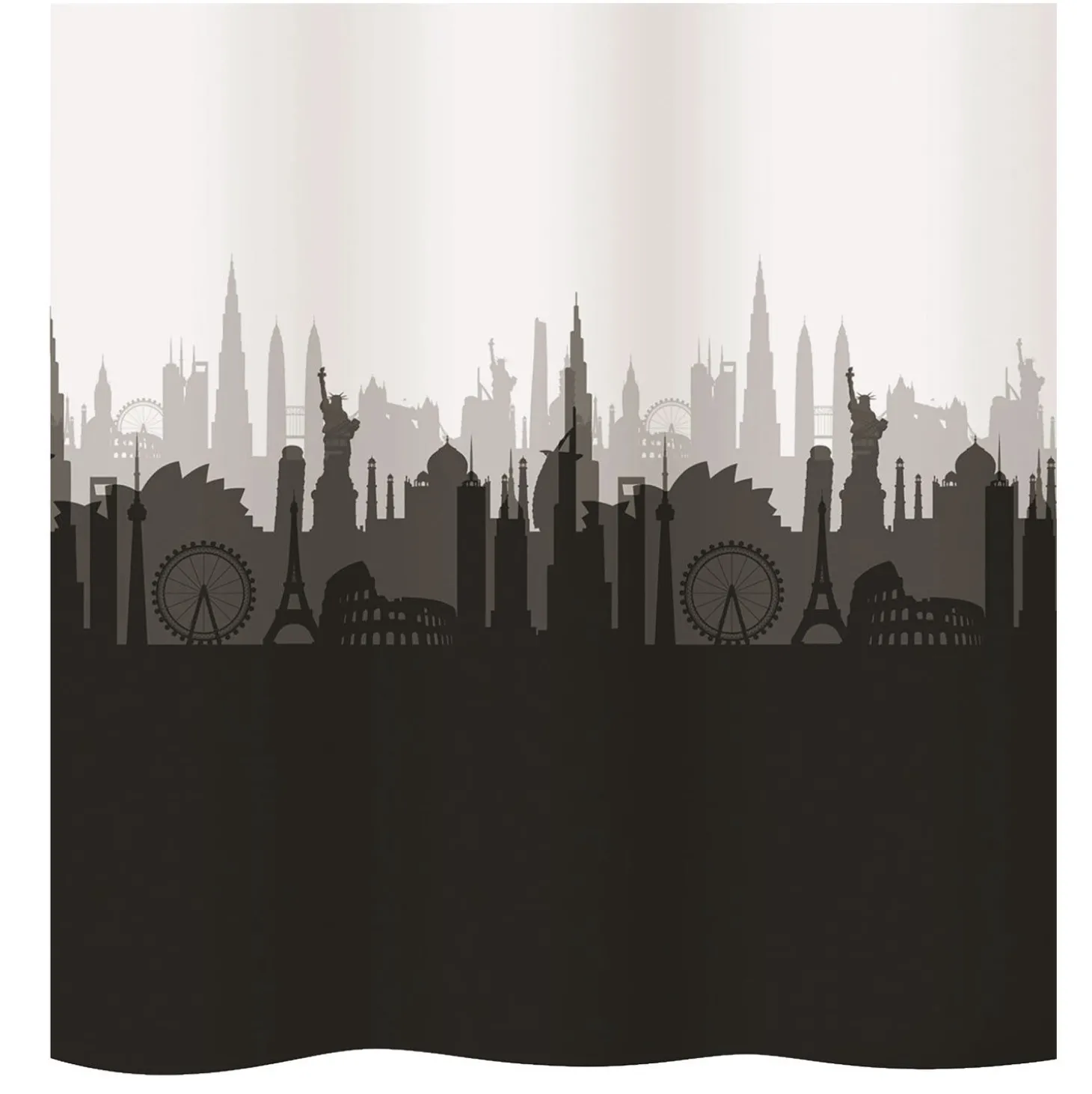 diaqua Duschvorhang Textil City weiss-schwarz