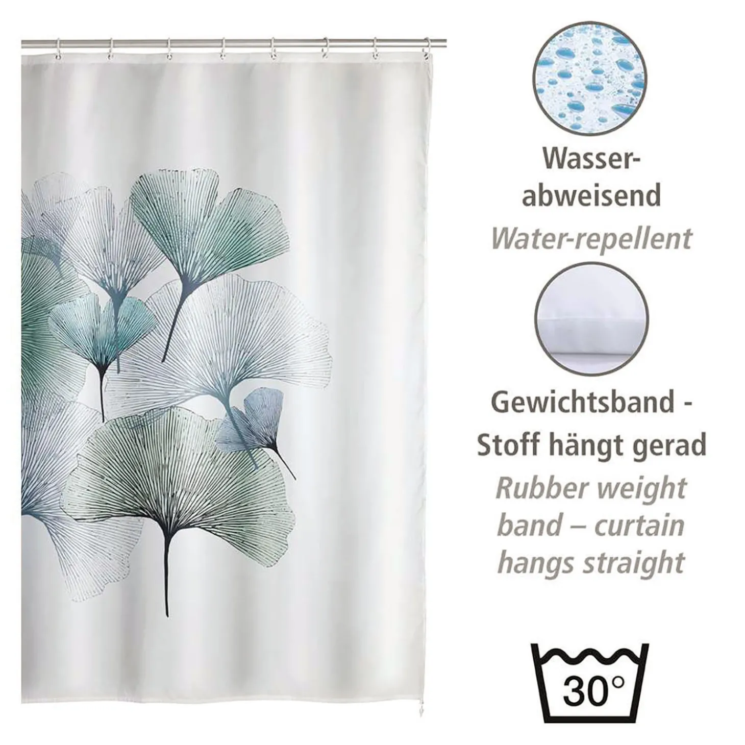 Duschvorhang Ginkgo, Anti-Schimmel