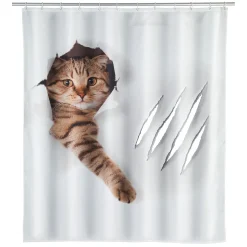 Duschvorhang Katze braun-weiss