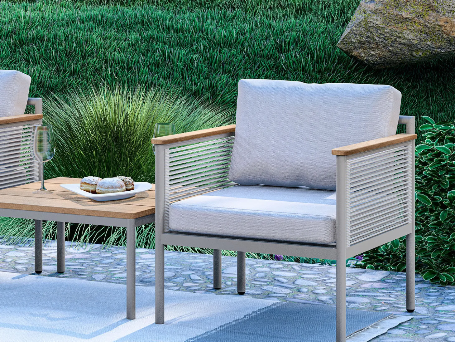 Eck-Lounge Hanna mit Lounge-Tisch