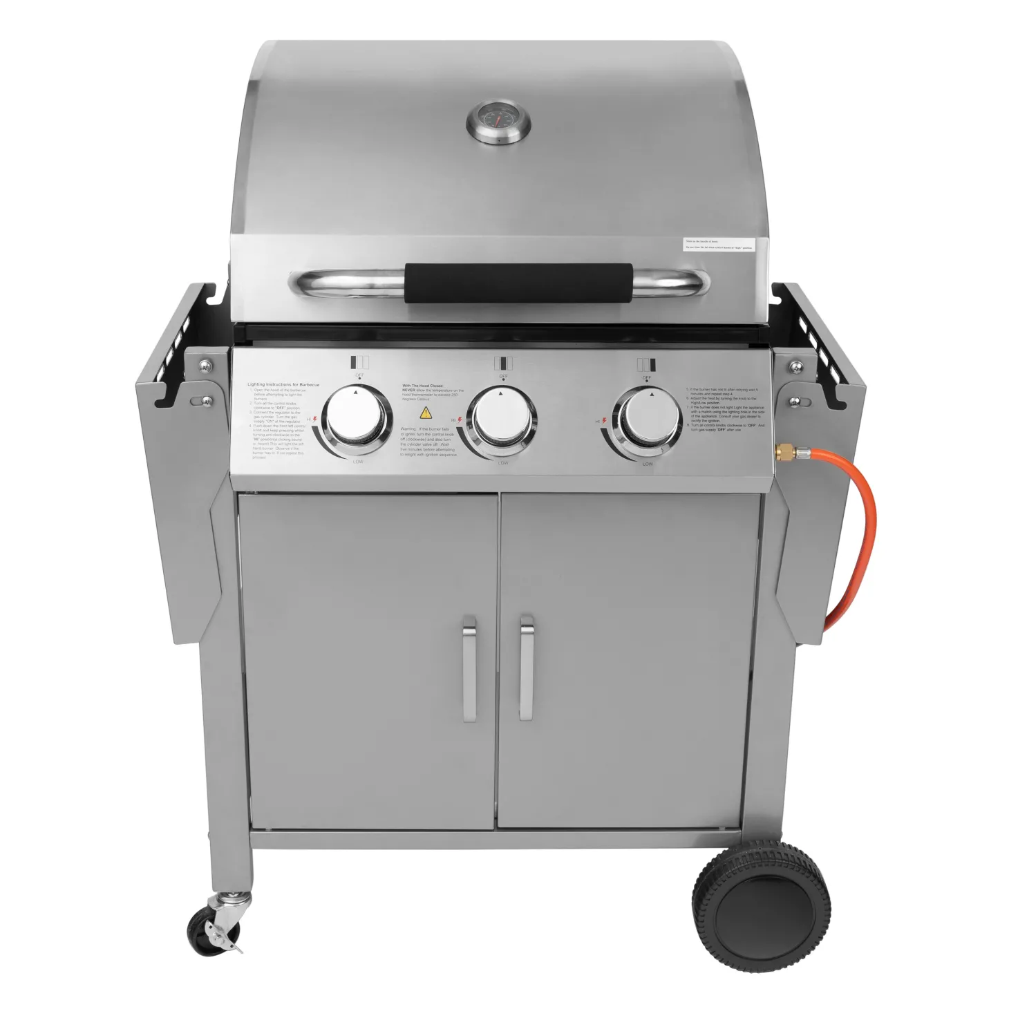 Edelstahl Gasgrill mit 3 Brennern