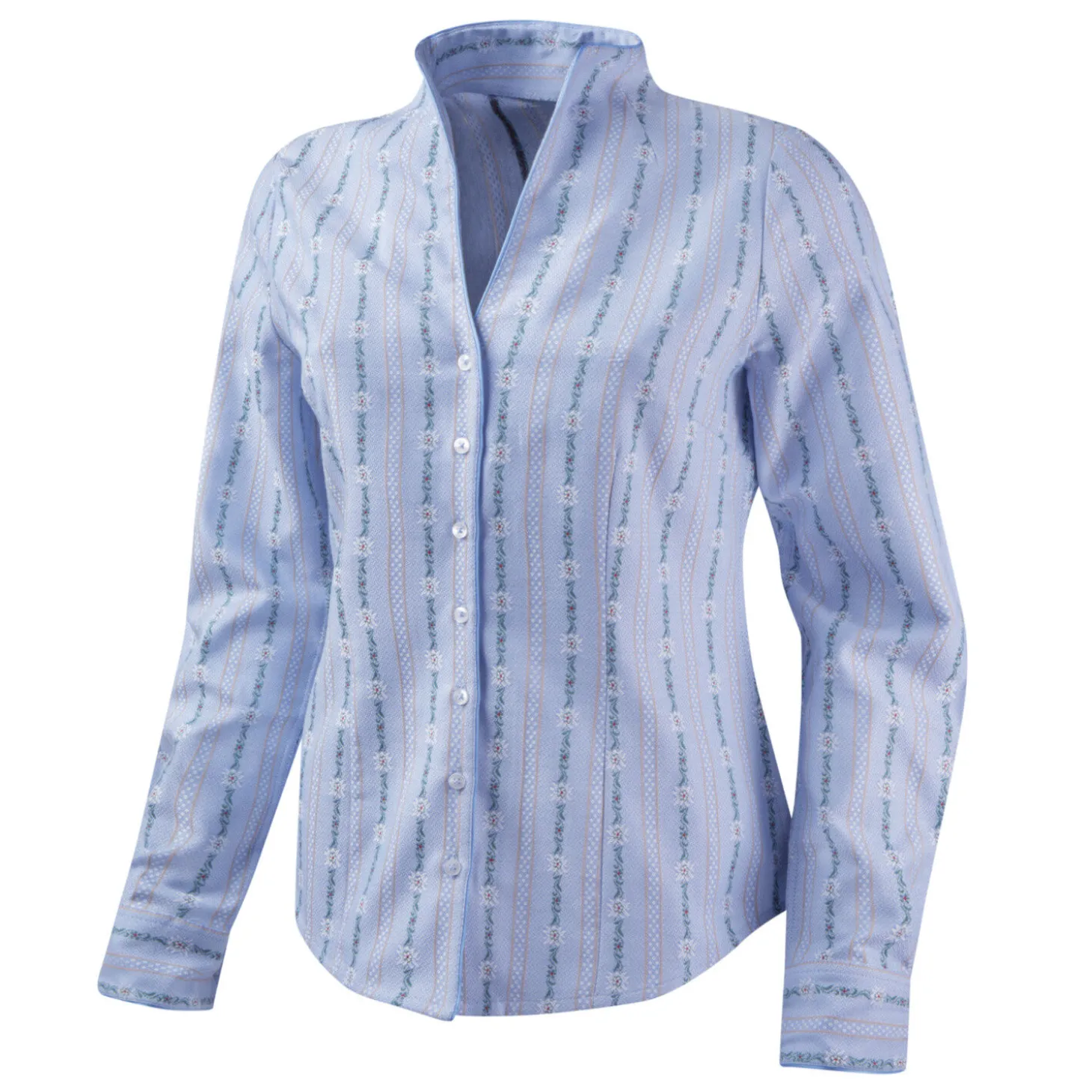 Edelweiss Bluse mit Kelch Kragen