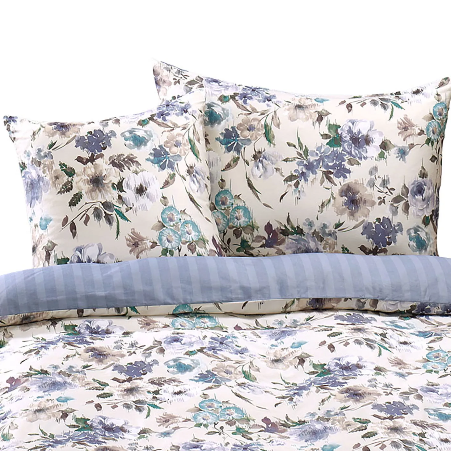 Florale Bettwäsche mit Streifenakzent