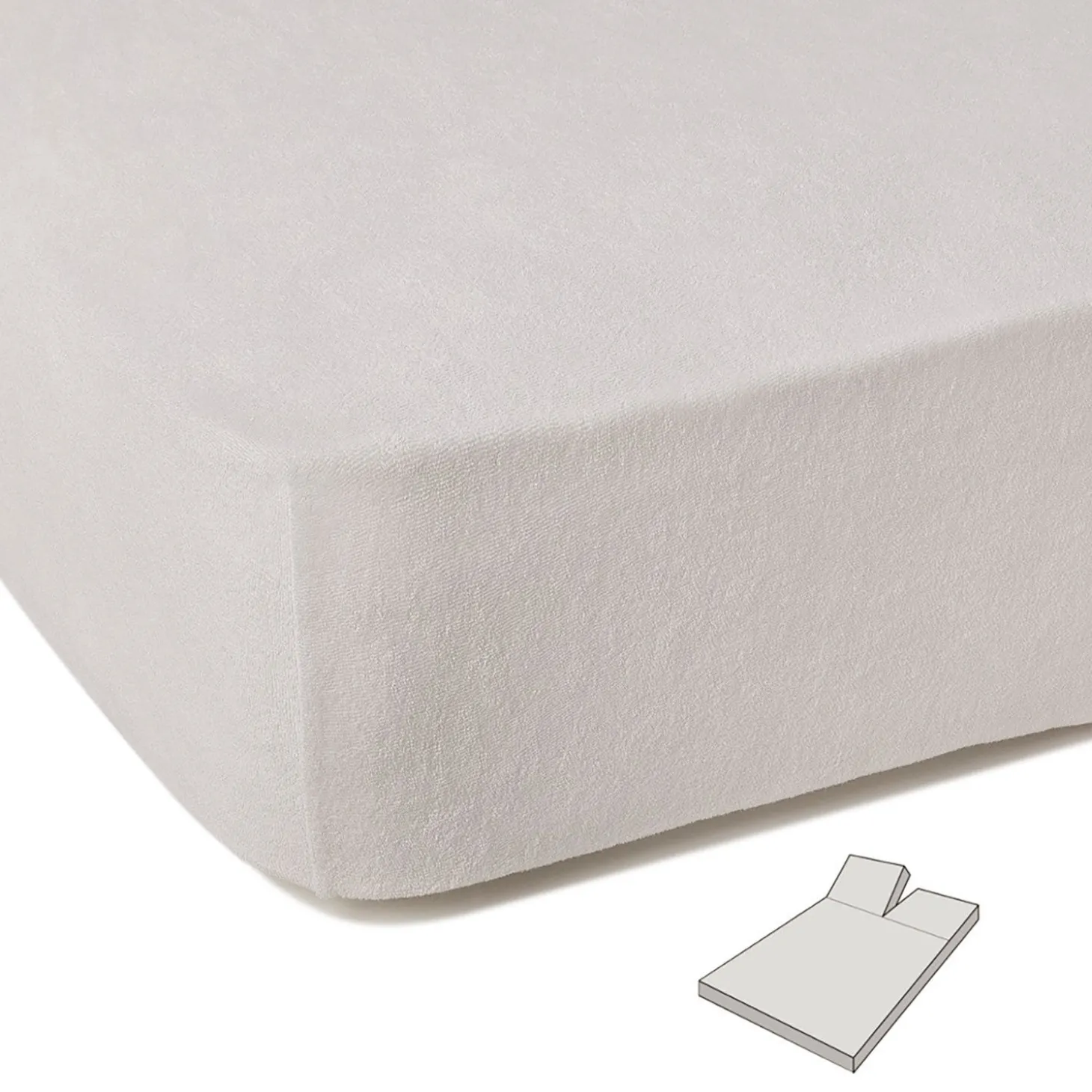 Frottee-Fixmolton für Boxspringmatratzen mit Einschnitt am Kopfteil