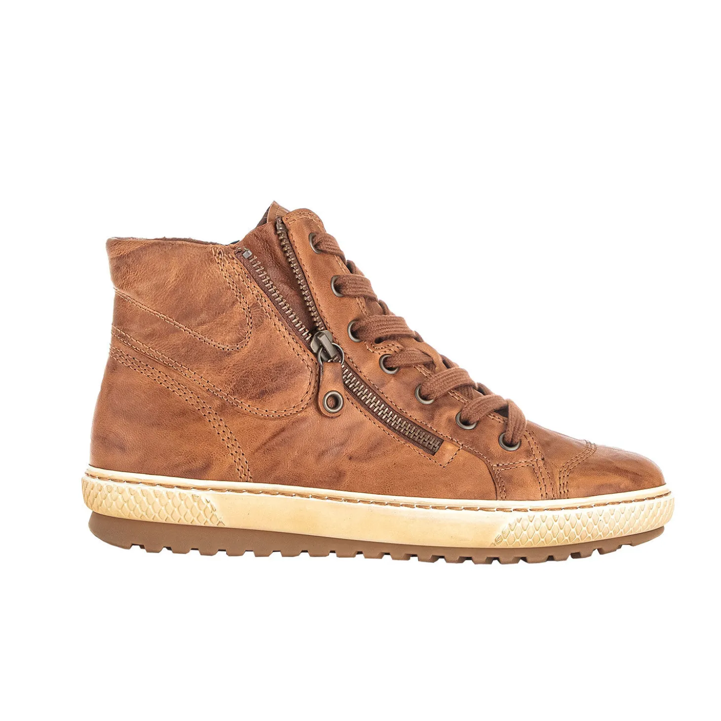 Gabor Mid Cut Sneaker für Damen aus gefettetem Glattleder