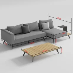 Gartenlounge Jason, mit Teakholz, Armteil rechts