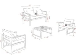 Gartenlounge Noa, 4-teilig, mit Aluminiumgestell