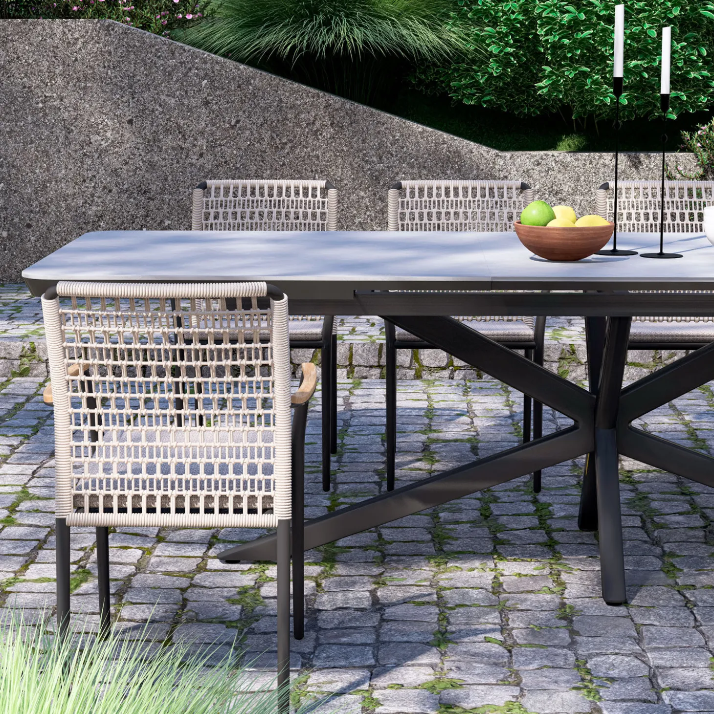 Gartenstuhl Maddox 2er Set aus Olefin-Gewebe