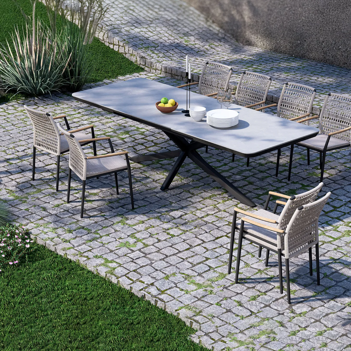 Gartenstuhl Maddox 2er Set aus Olefin-Gewebe
