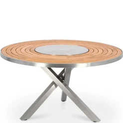 Gartentisch Edelstahl Teak Premium rund