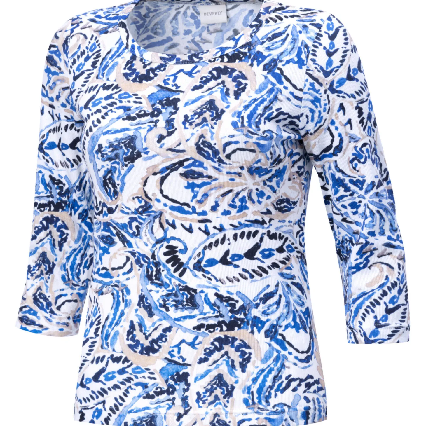 Geripptes Shirt mit Allover-Print