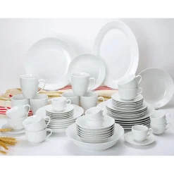 Geschirr-Set Porzellan "Bianco" 56-teilig für 6 Personen