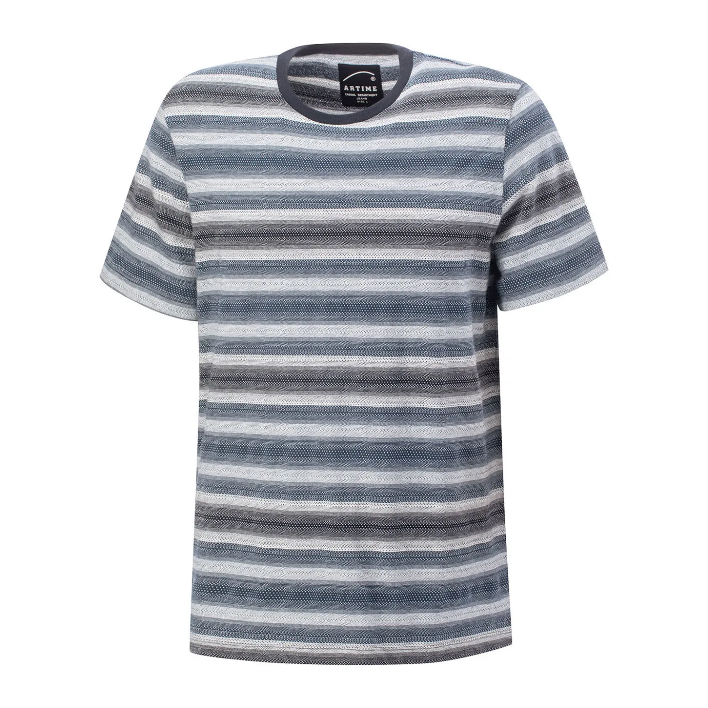 Gestreiftes blaues Baumwoll T-Shirt für Herren