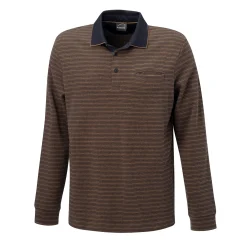 Gestreiftes langarm Poloshirt mit Brusttasche