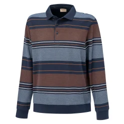 Gestreiftes langarm Poloshirt aus Baumwolle