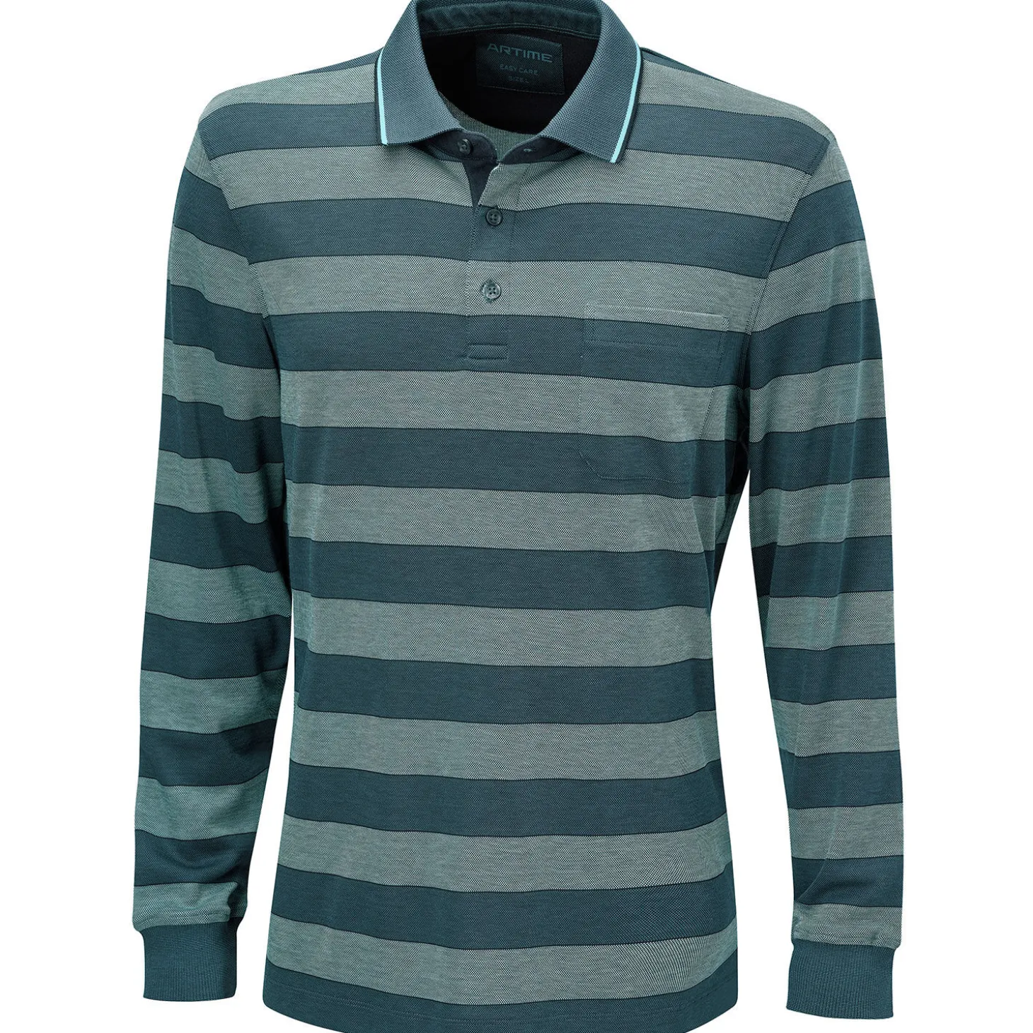 Gestreiftes Langarm-Poloshirt mit Brusttasche