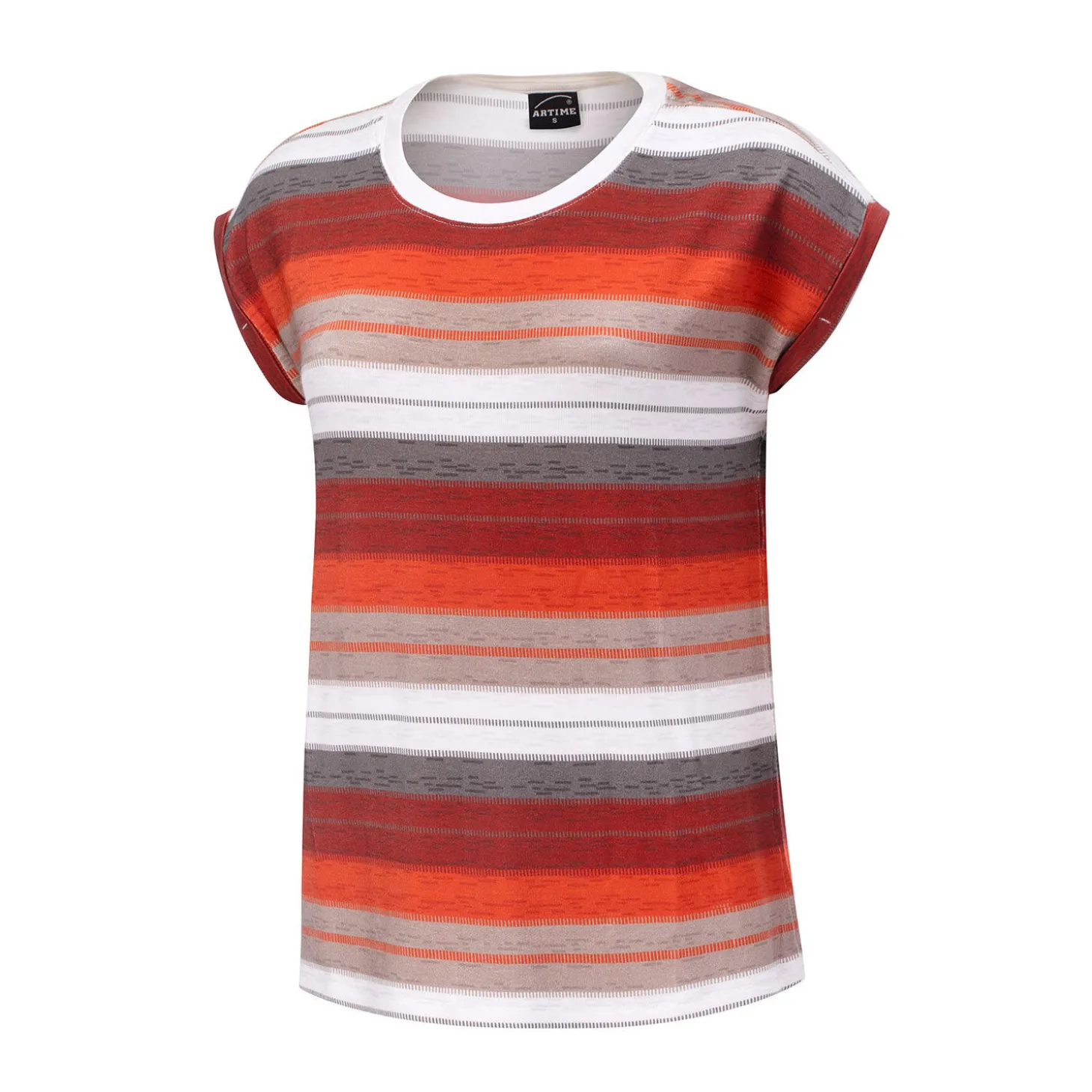 Gestreiftes T-Shirt mit Rundhalsausschnitt für Damen