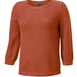 Gestrickter Ajourpullover mit Rundhalsausschnitt