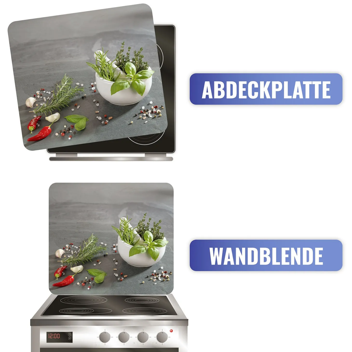 Glas-Abdeckplatte Multi – Kräuterküche