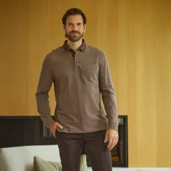 Herren Langarm-Poloshirt aus Baumwolle