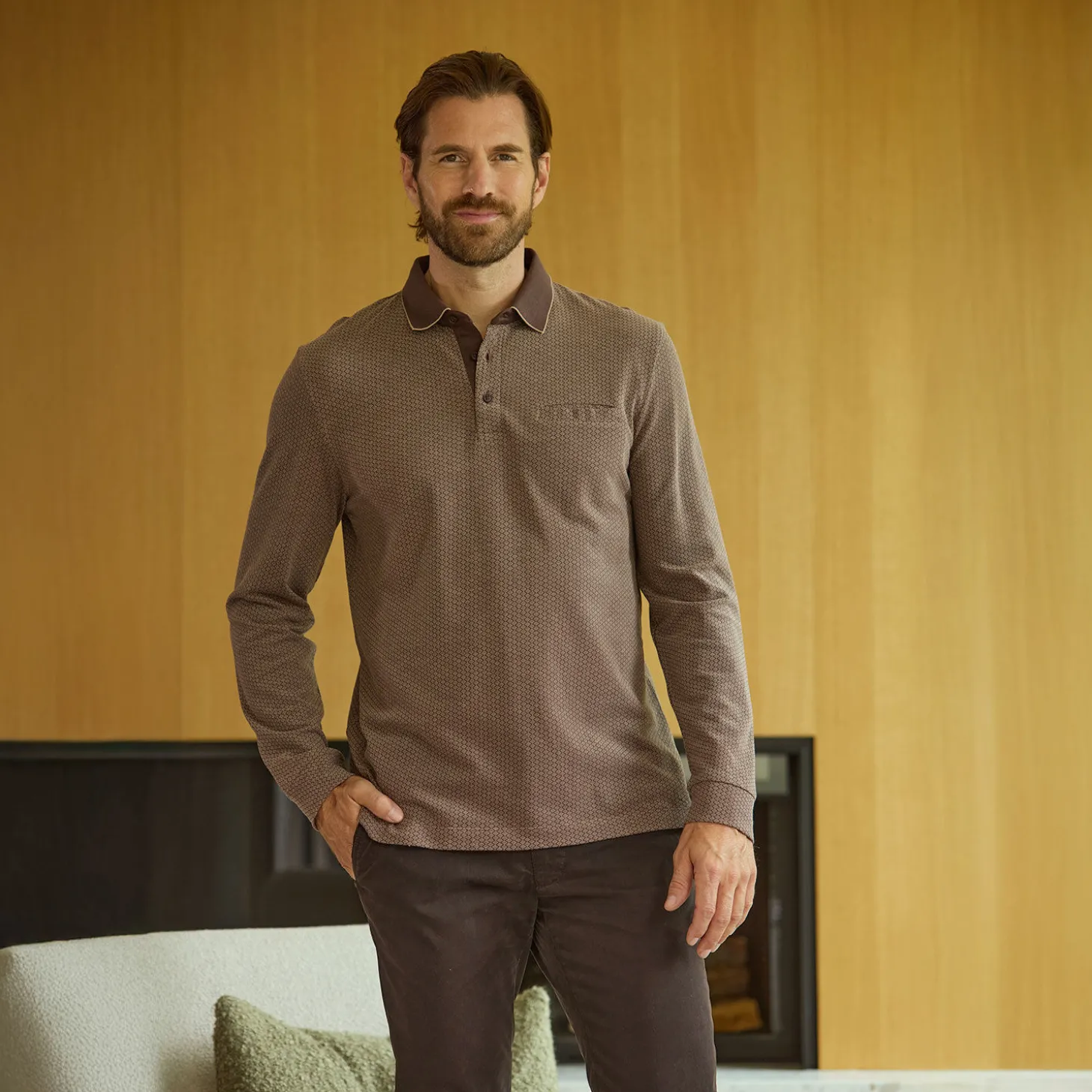 Herren Langarm-Poloshirt aus Baumwolle