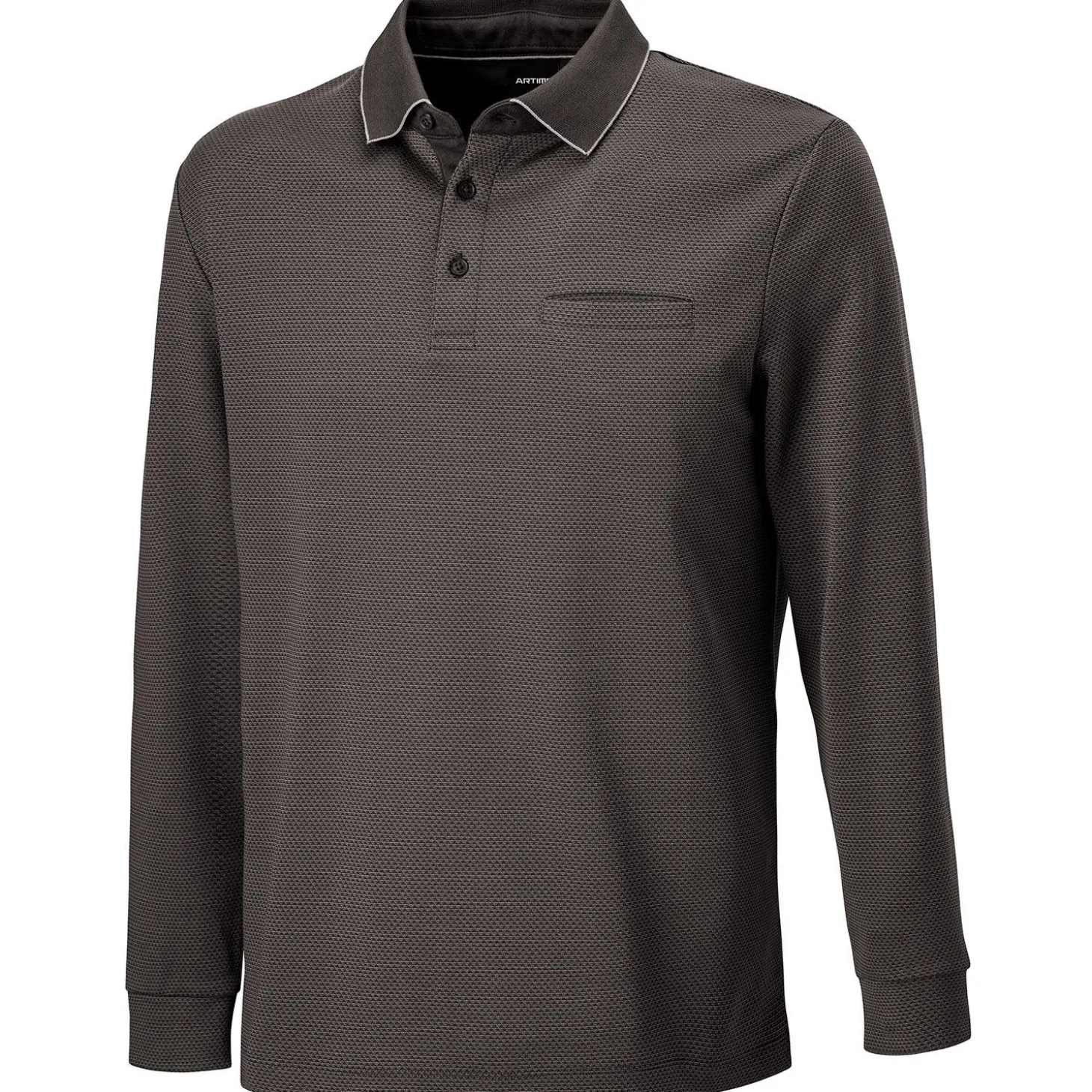 Herren Langarm-Poloshirt mit Brusttasche
