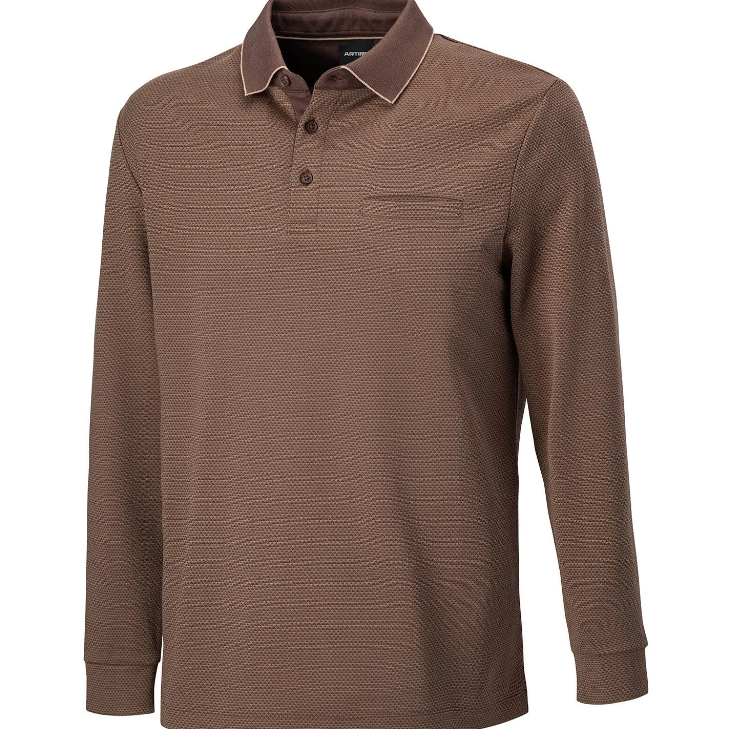 Herren Langarm-Poloshirt mit Brusttasche