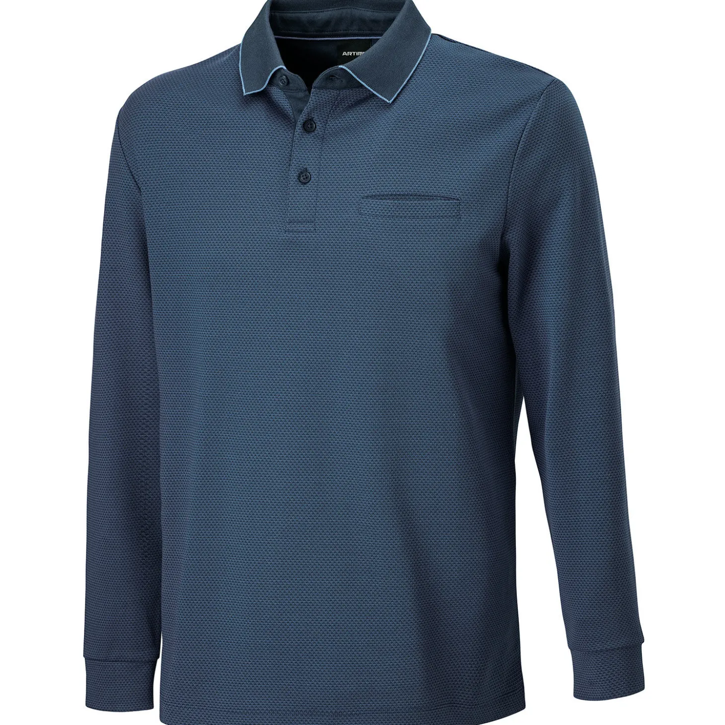 Herren Langarm-Poloshirt mit Brusttasche
