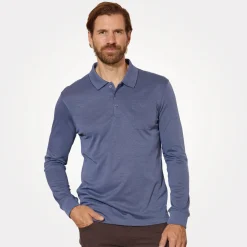 Herren-Poloshirt geknöpft mit langen Ärmeln