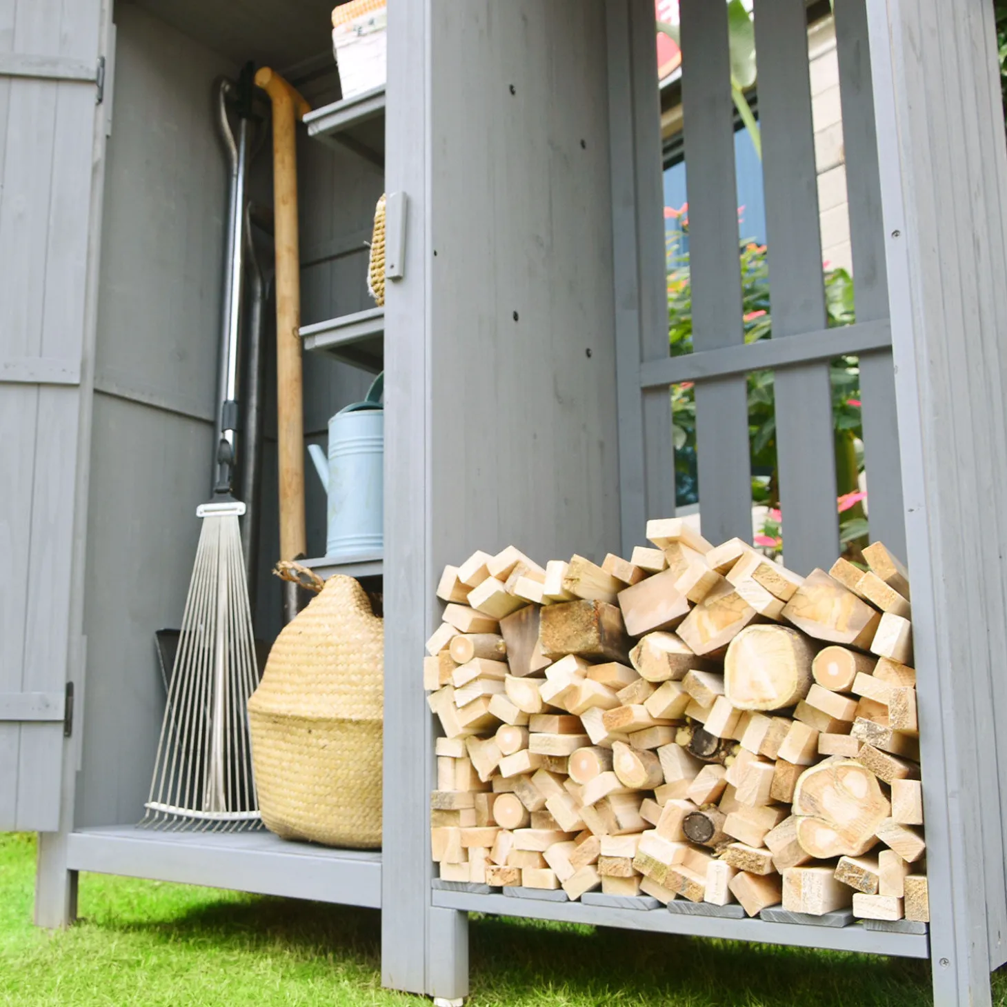 Holz-Gerätehaus 1 Türe, 1 Seitenregal